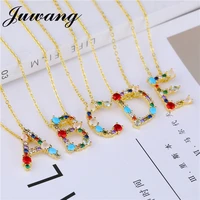juwang multicolor gold 26 alphabet pendant necklace charm micro pave zircon initial letter necklaces couple name necklace