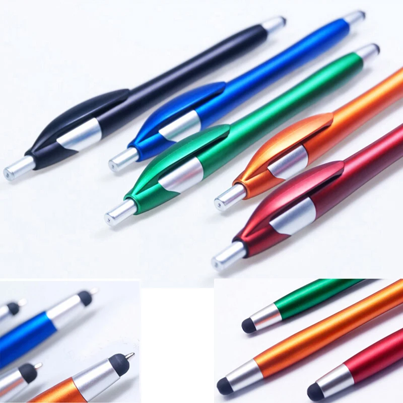 10 pieces capacitance pen mobile phone touch screen stylus painting pen writing pens 2 in 1 useful office school ballpoint pen free global shipping