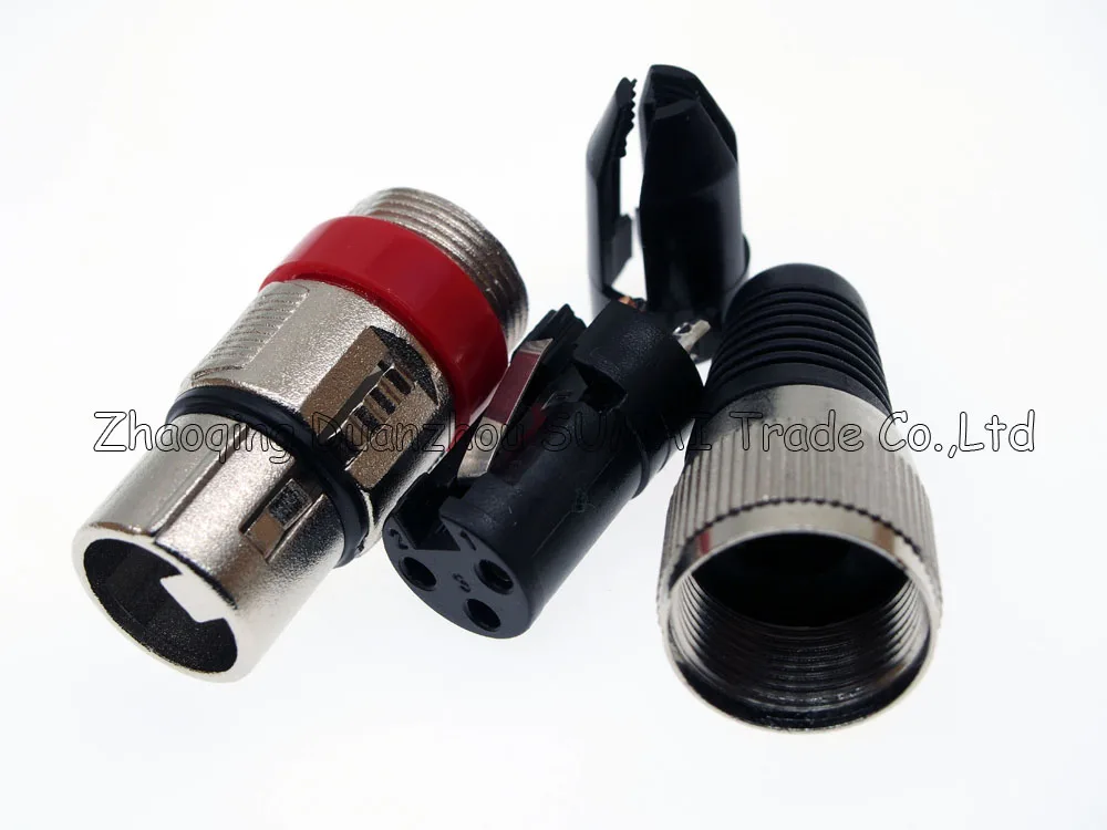 3Pin CANNON KTV аудио MIC разъем XLR 3 контактный J3P микрофон штекер серебро с красным