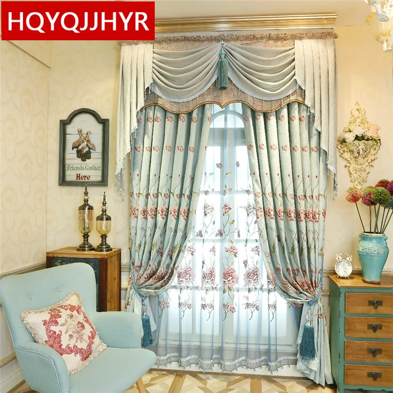 Европейский стиль роскошные виллы затемненные вышитые занавески s для гостиной