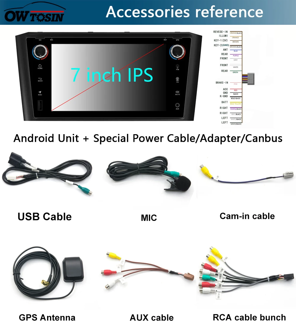 7" IPS 1024*600 8 Core 4GB RAM+64GB ROM Android 9.0 Car DVD Player For Toyota Avensis 2003-2009 DSP Radio GPS Parrot BT Adas