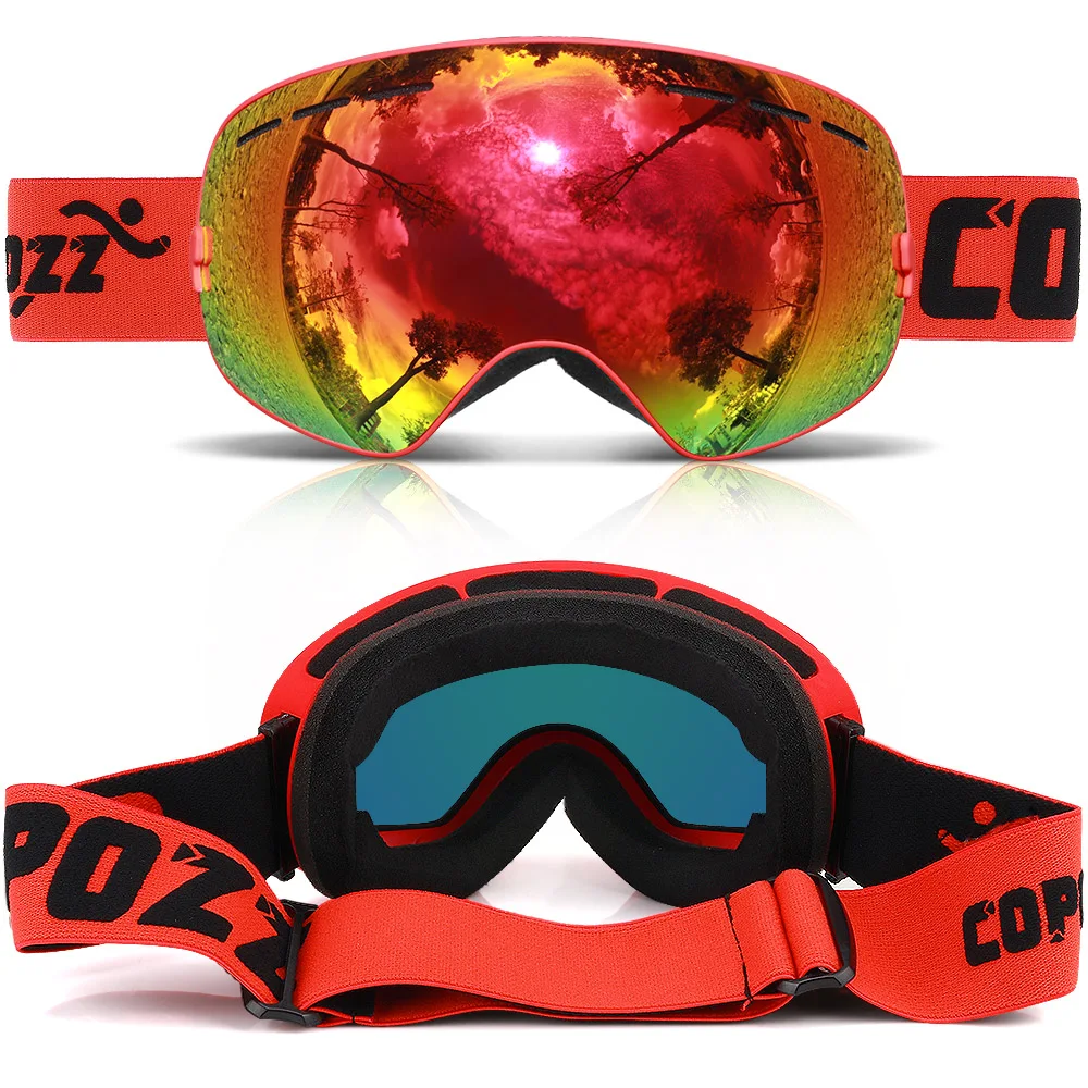 COPOZZ, брендовые лыжные очки, двухслойные, UV400, анти-туман, большая Лыжная маска, очки для катания на лыжах, для мужчин и женщин, очки для сноуборда, GOG-201 Pro