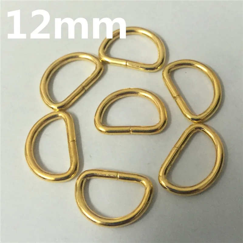 5 шт 12 мм золотые металлические D кольца пряжки бесшовные Латунные Крюк Петля