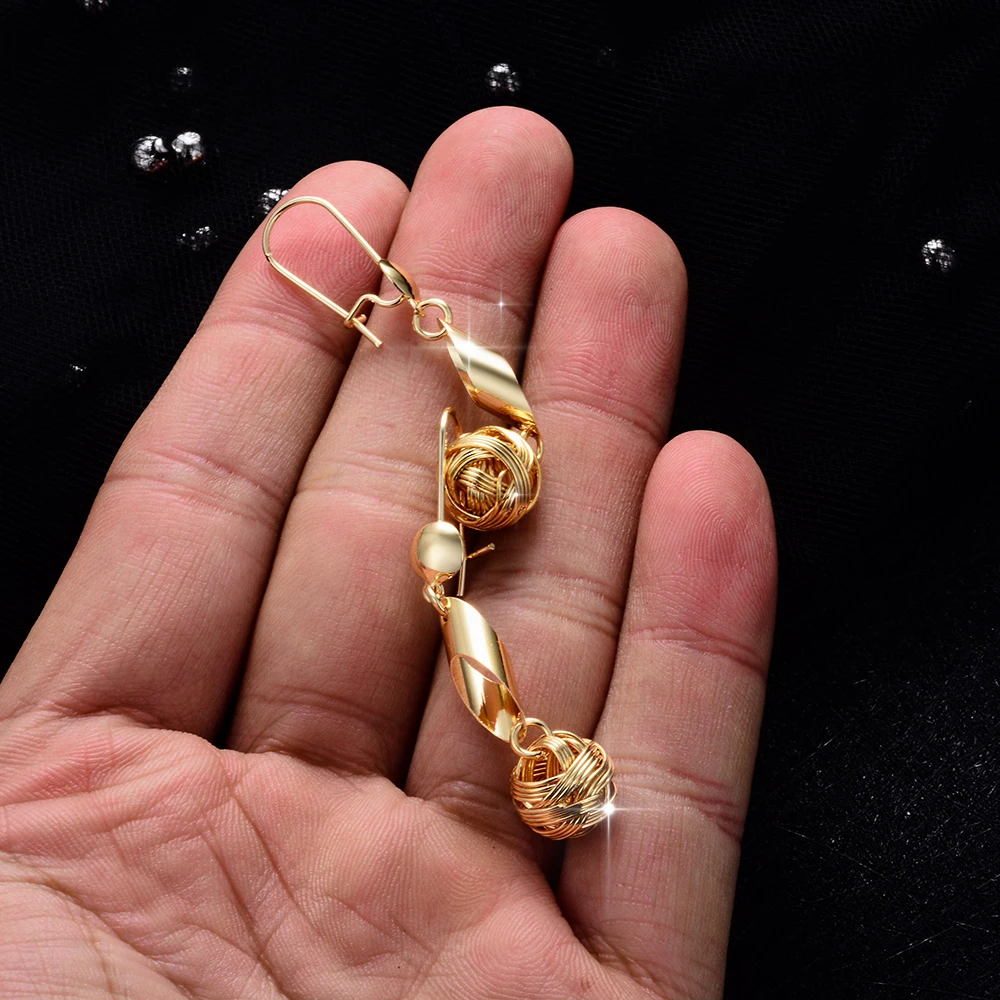 Женские серьги-подвески WANDO золотистые серьги с желтым шариком в Африканском