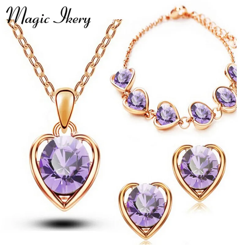 Женский комплект украшений ikery набор золотого цвета с кристаллами в виде сердца