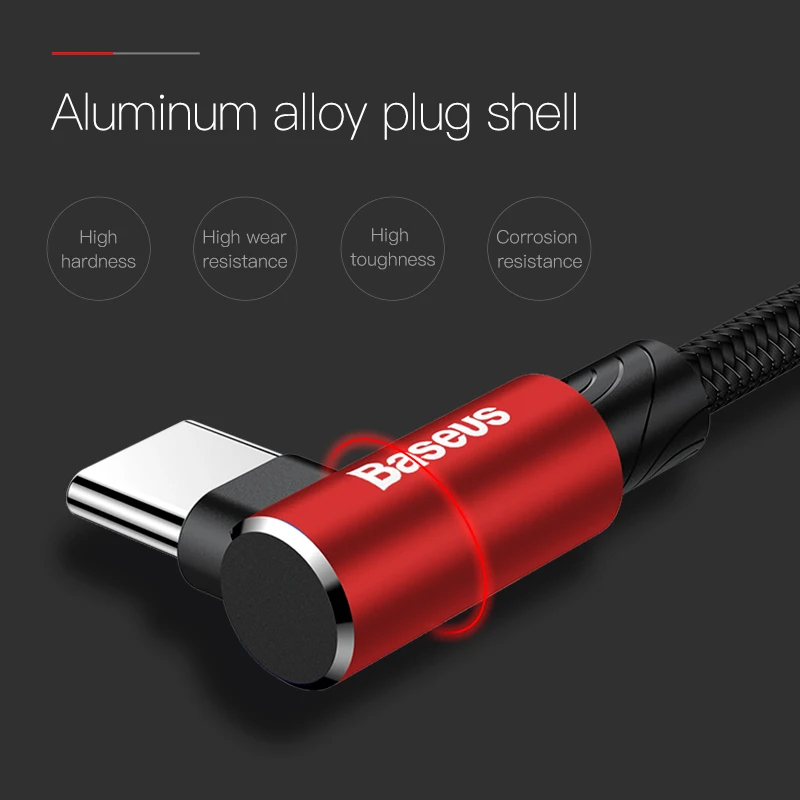 Кабель зарядный Baseus USB Type C 90 градусов для Samsung S10 S9 S8 Oneplus 6t 6 5|Кабели мобильных
