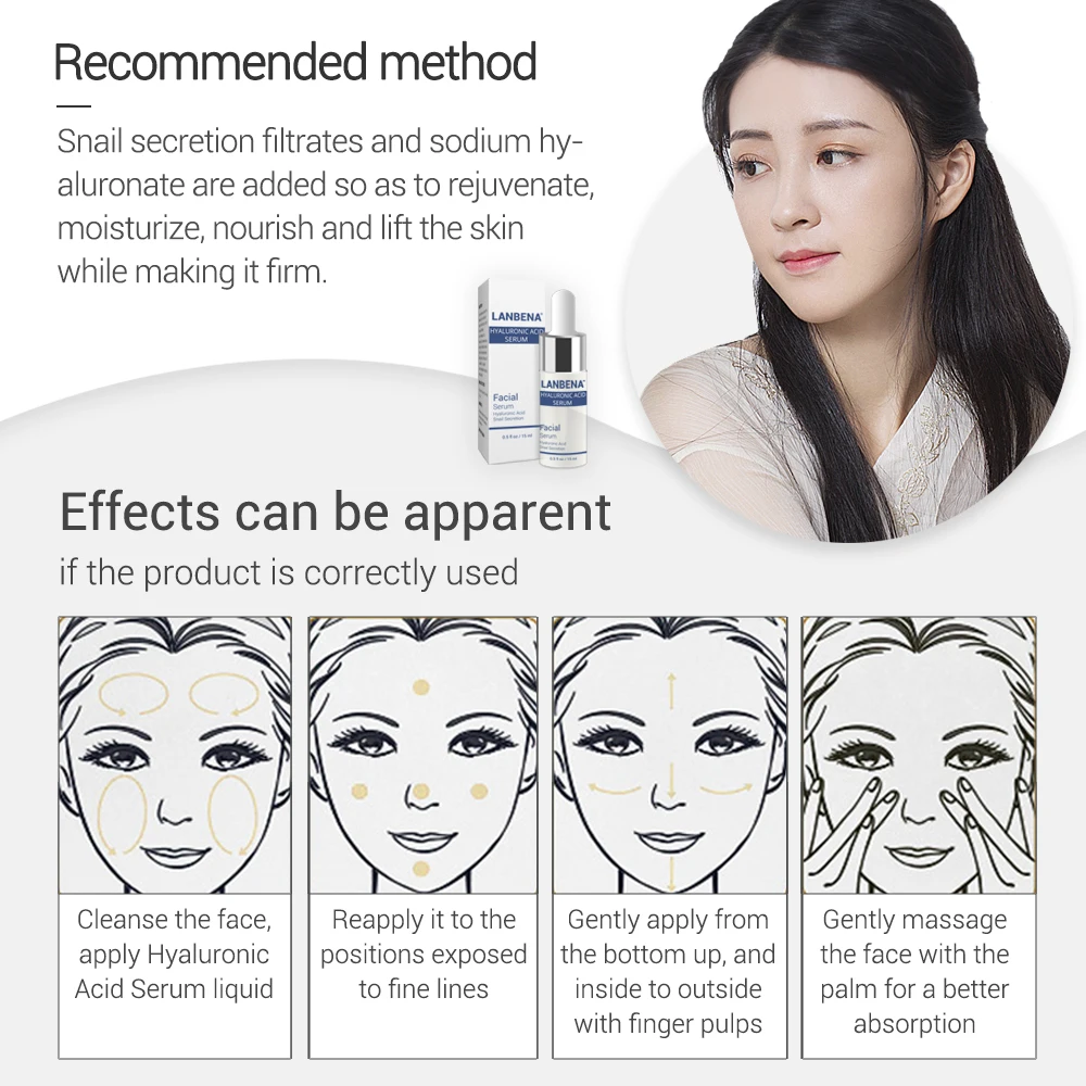 

LANBENA Hyaluronic Acid Serum Snail Essence Face Cream Moisturizing Acne Treatment Repair Whitening Anti-Aning Winkles 10PCS