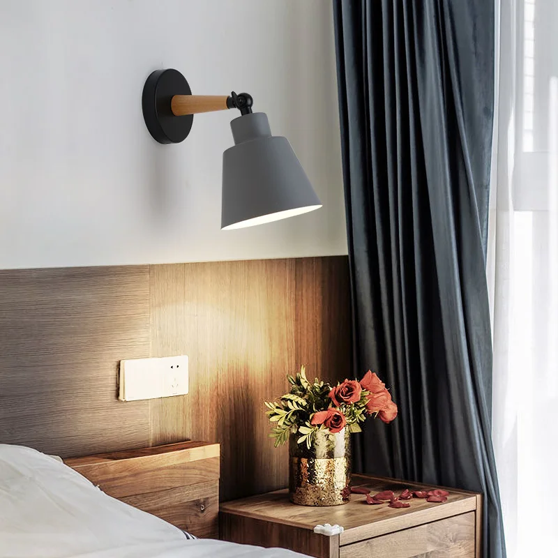 Скандинавский деревянный светодиодный настенный светильник украшения ночные