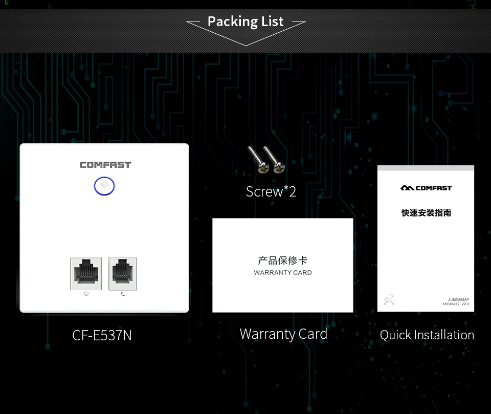 

COMFAST CF-E537AC Wall Embedded Wireless AP Router 750M 80mw Output Wall WIFI Router Panel Socket 802.11a/n/ac dual band router