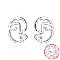 2019 new stylish 925 sterling silver face stud earrings for women chic earrings pendientes boucles doreilles 925