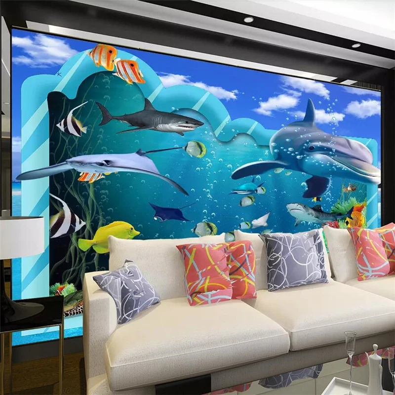 Wellyu пользовательские обои 3D HD океан красивый морской Дельфин Акула большое
