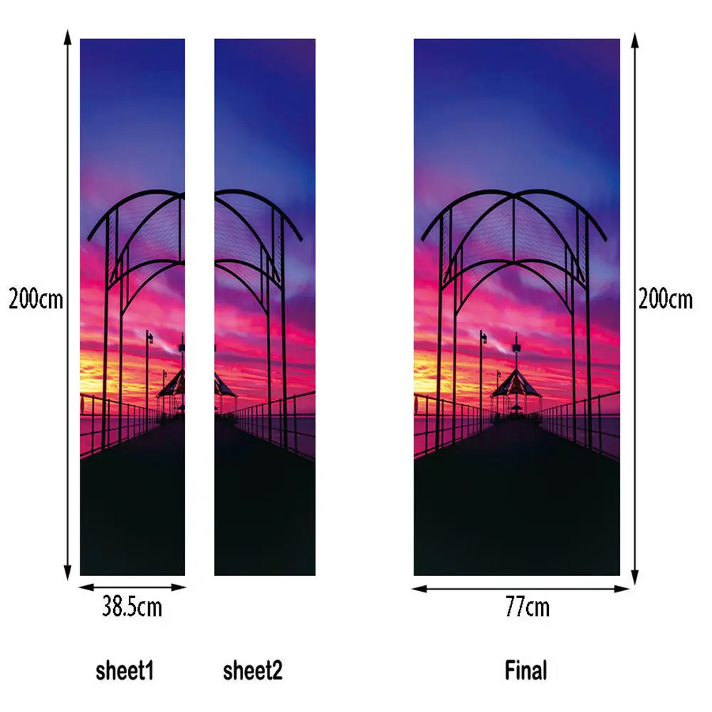 

77x200cm Vinly Colored Road Door Stickers Waterproof Wallpapers Self Adhesive Mural For Bedroom Living Room Corridor Art Gallery