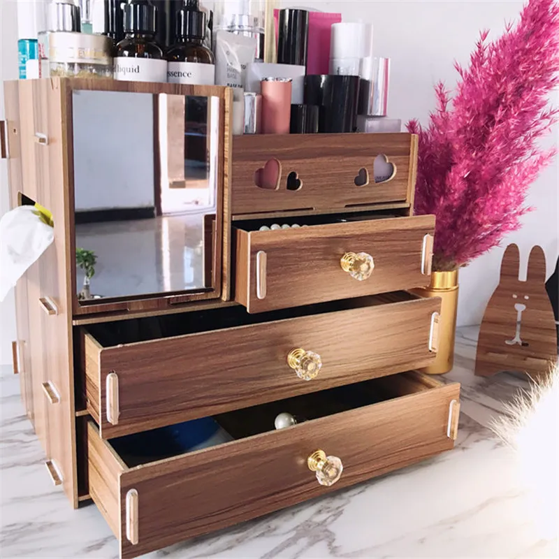 IVYSHION DIY деревянная коробка для хранения органайзер макияжа контейнер ювелирных