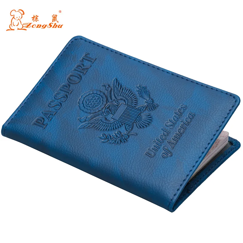 Синяя Обложка для паспорта из искусственной кожи (полиуретан)|Держатели карт и