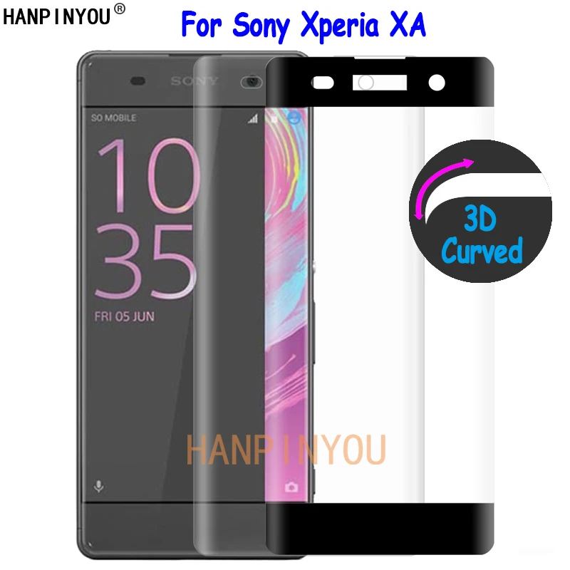Ультратонкое изогнутое Полноразмерное закаленное защитное стекло 9H для Sony Xperia XA
