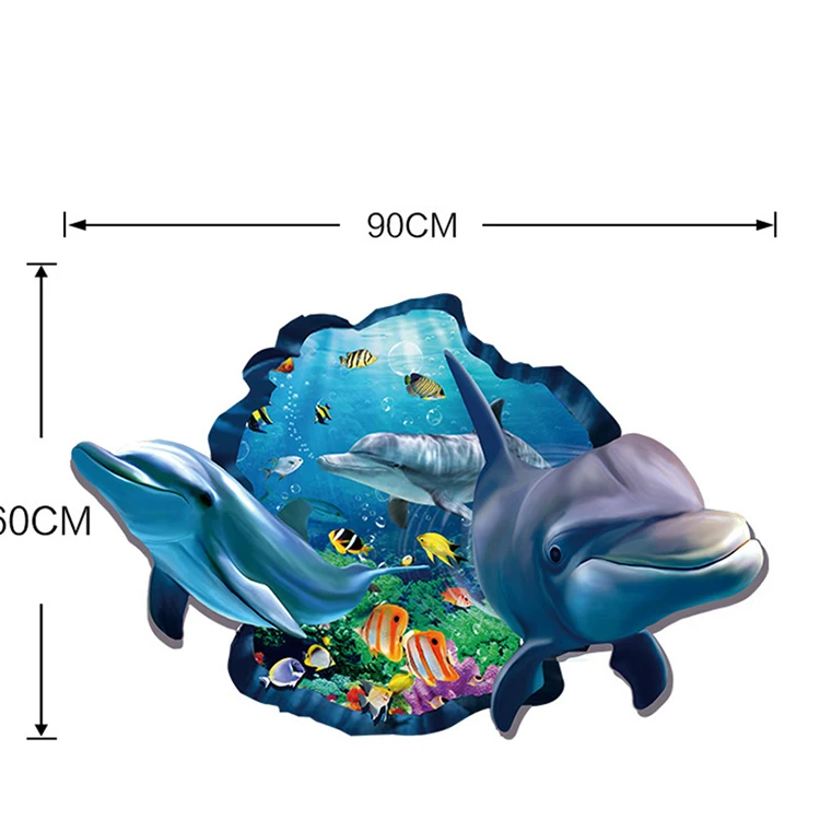 1 шт./лот большие наклейки на стене дельфина детская комната ТВ фон декоративные