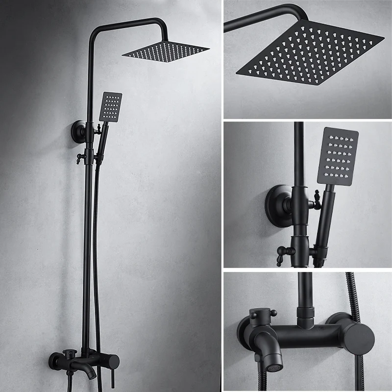 Масло втирают Бронзовый черный душевой набор с одной ручкой для ванной комнаты