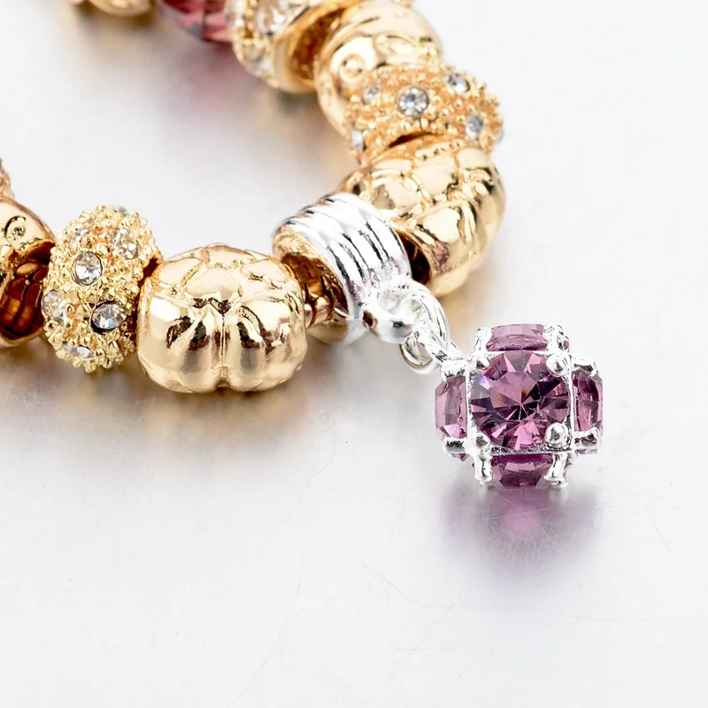 Женский браслет с кристаллами ATTRACTTO золотой из цепи роскошные украшения Sbr150331