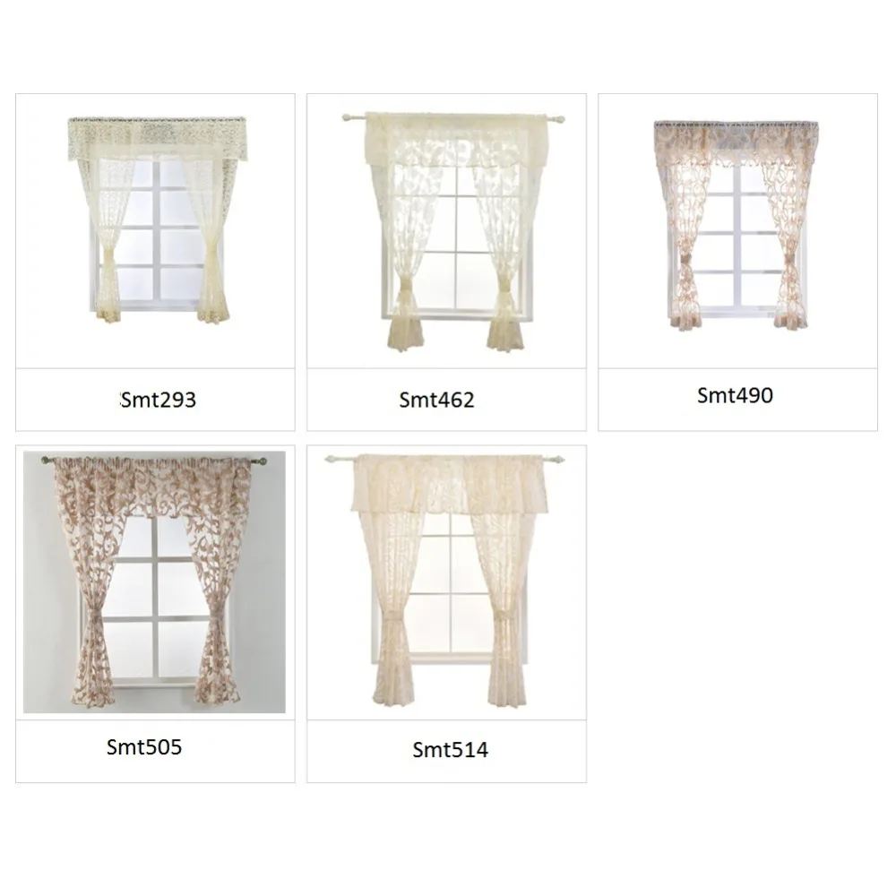 NAPEARL Цветочные листья жаккард короткий Тюль капли балдахин набор кухонных окон с