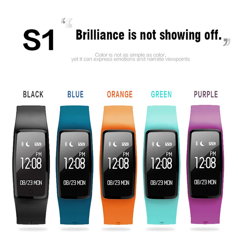 S1 Bluetooth Смарт браслет трекер активности фитнес часы монитор сердечного ритма