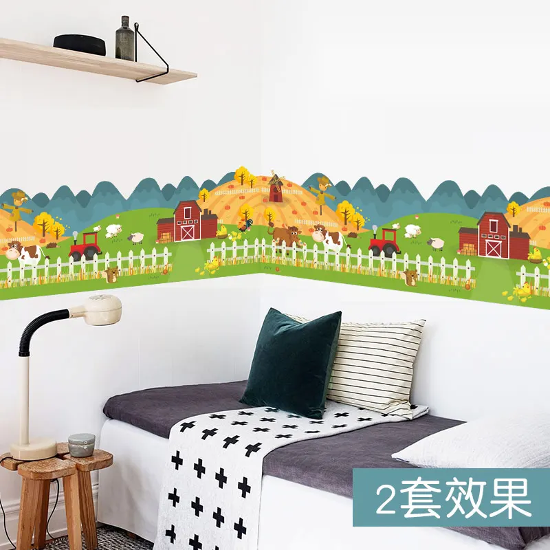 Счастливая ферма животное дом забор Настенная Наклейка для детской комнаты обои