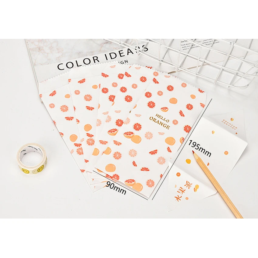 5 цветов бумажный конверт с милыми мультяшными фруктами Симпатичные маленькие