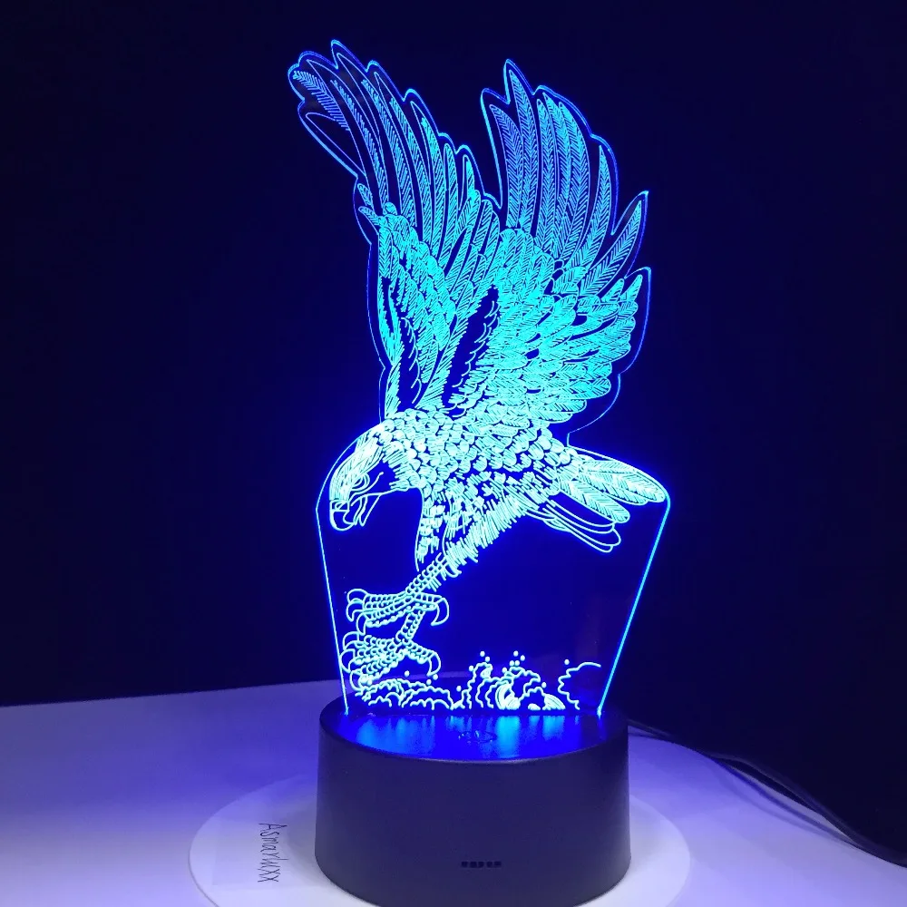 Орел ”из 3D светодиодный светильник 7 цветов RGB домашний декор атмосфера LED ночной