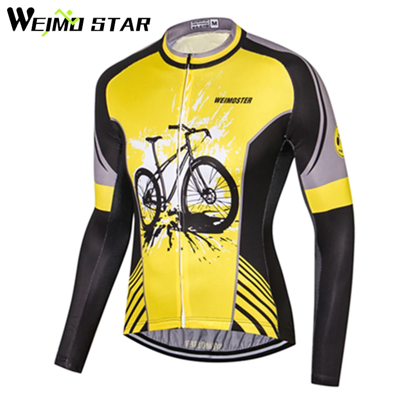 

WEIMOSTAR Team Cycling Clothing Jersey Long Sleeve Sports Riding Men's Bicycle Clothes Ropa Ciclismo Full Zippered Top Shirts