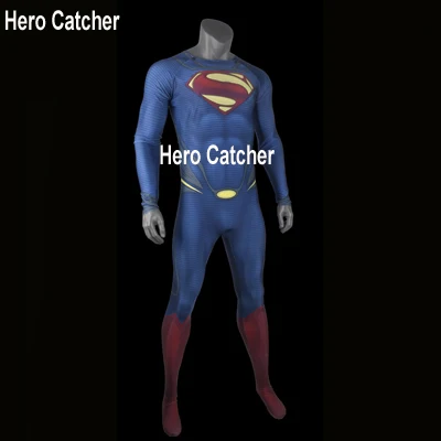 suit no cape Герой Catcher Высокое качество пены подкладка тисненый логотип Супермен косплей костюм 3D логотип Супермен, из спандекса Костюм Человек стальной костюм - Цвет: suit no cape