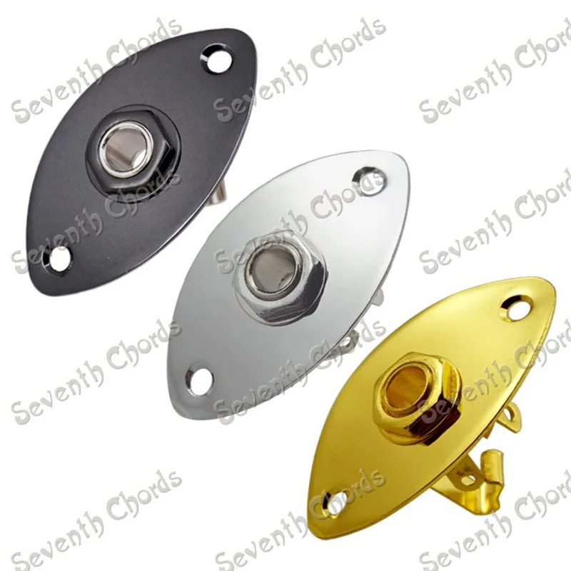 

12 Pcs 6.35mm 1/4" Bass Guitar Jack output Input Socket With Oval Curved Jack Plate Chrome Black Gold guitar accessories