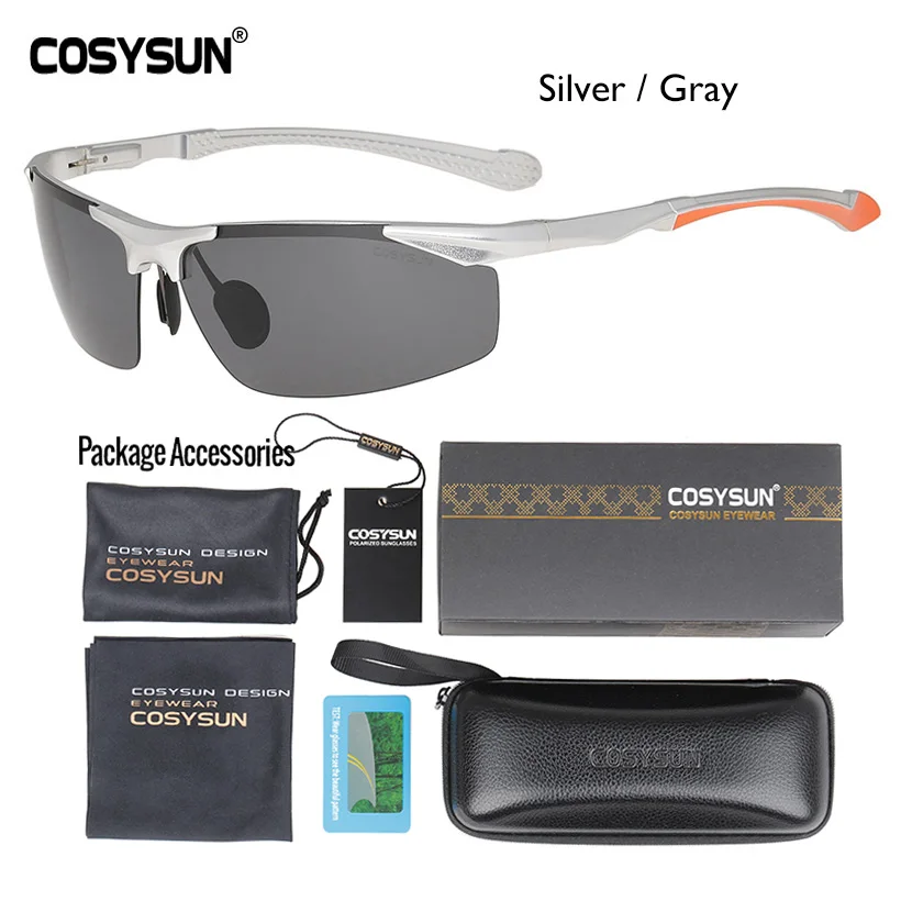 SilverGray LuxuryPKg Мужские поляризованные алюминиевые солнцезащитные очки без оправы, мужские очки для вождения, HD поляризованные солнцезащитные очки, мужские очки, спортивные очки Oculos de sol 8585 - Цвет линз: SilverGray LuxuryPKg