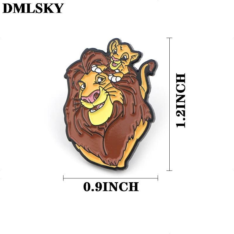 DMLSKY модные эмалированные Броши с изображением короля льва из мультфильма для женщин и мужчин значок для рюкзака джинсовая булавка M3671