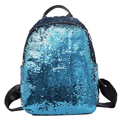 Blue Модная школьная сумка с блестками для девочек, рюкзак, Студенческая дорожная сумка через плечо, сумка для путешествий на молнии - Цвет: Blue
