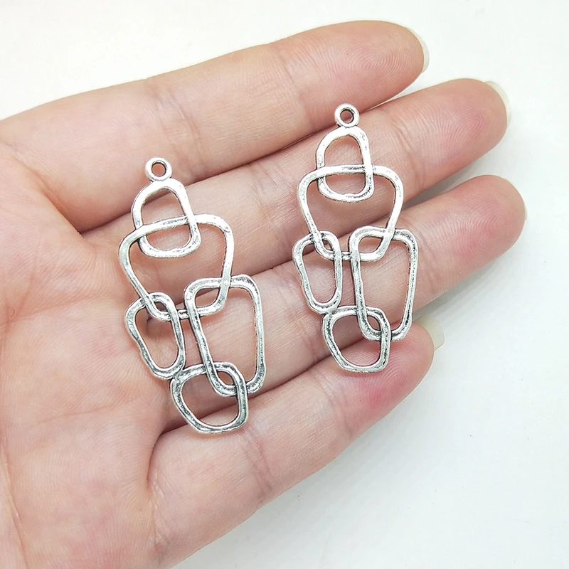 2021 New Fashion 41*20MM 10pcs Retro  Zinc Alloy Geometry Shape Tassel Loop Linker for DIY Earring Connectors Charms