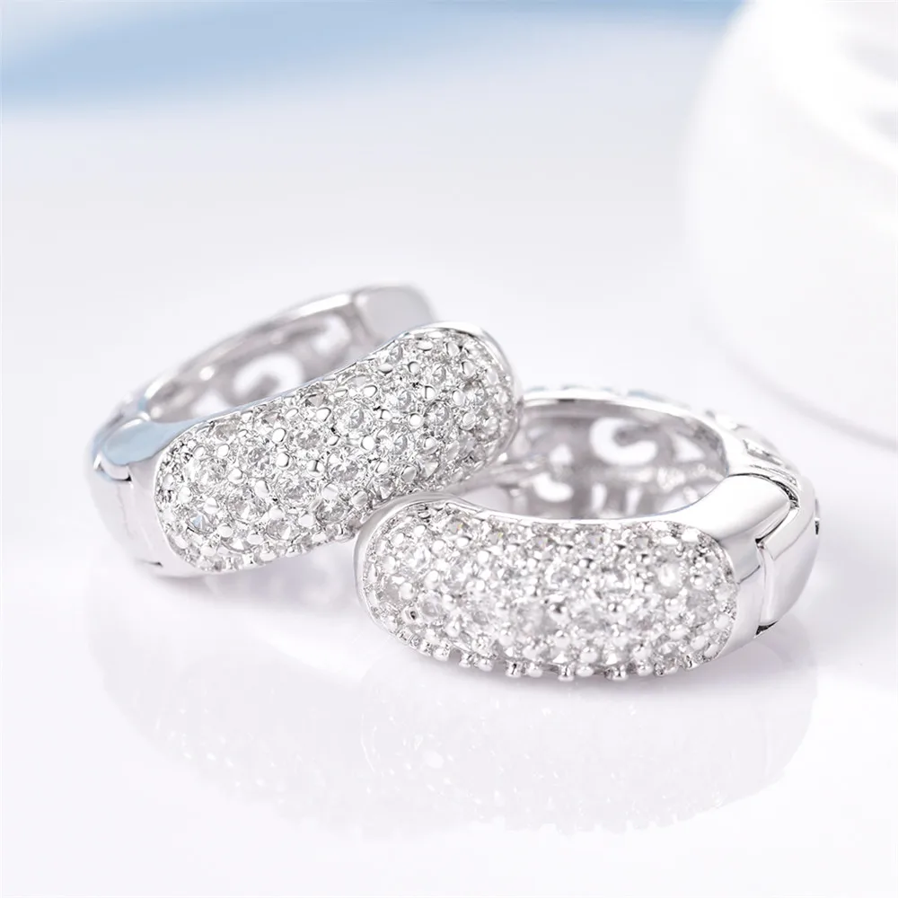 Женские серьги MOLIAM белые блестящие кольца с цирконием Huggie хит продаж 2016 MLE133|hoop