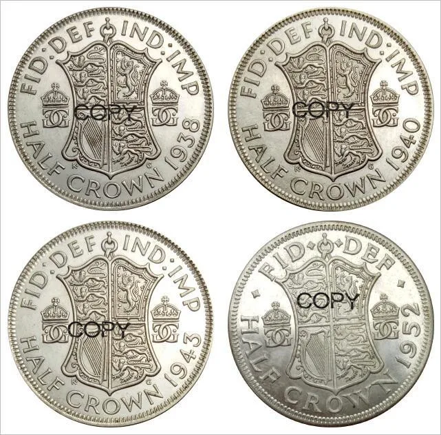 Британский 1952 1943 1940 1938 полукорона король Джордж VI английский Лондон Серебряный Королевский мятный семейный покрытый серебром копия монет