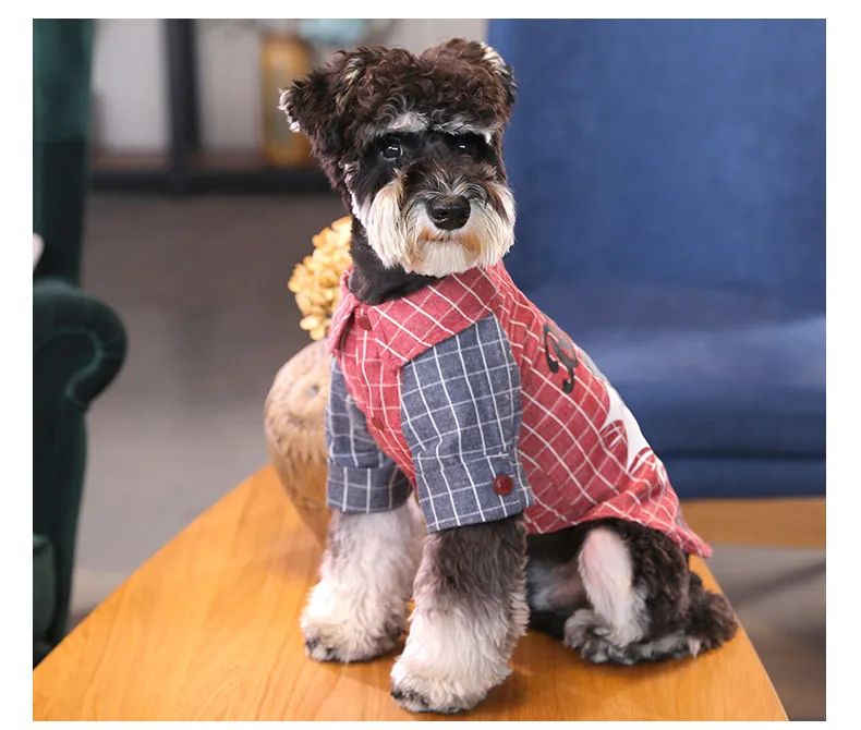 HOOPET Pet Puppy футболка для маленькой собачки, кошки, собаки, клетчатая хлопковая ткань, два цвета, одежда для домашних животных