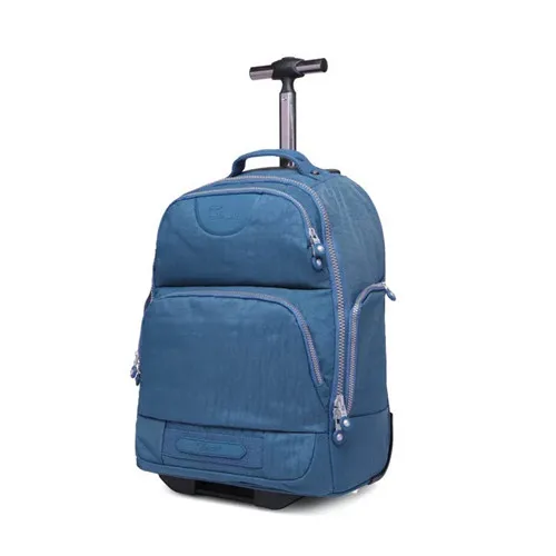 Light blue KLQDZMS 18 дюймов мужские и женские деловые дорожные сумки на колесиках дорожные рюкзаки с чемодан на колесиках нейлоновые сумки на колесиках - Цвет: Light blue