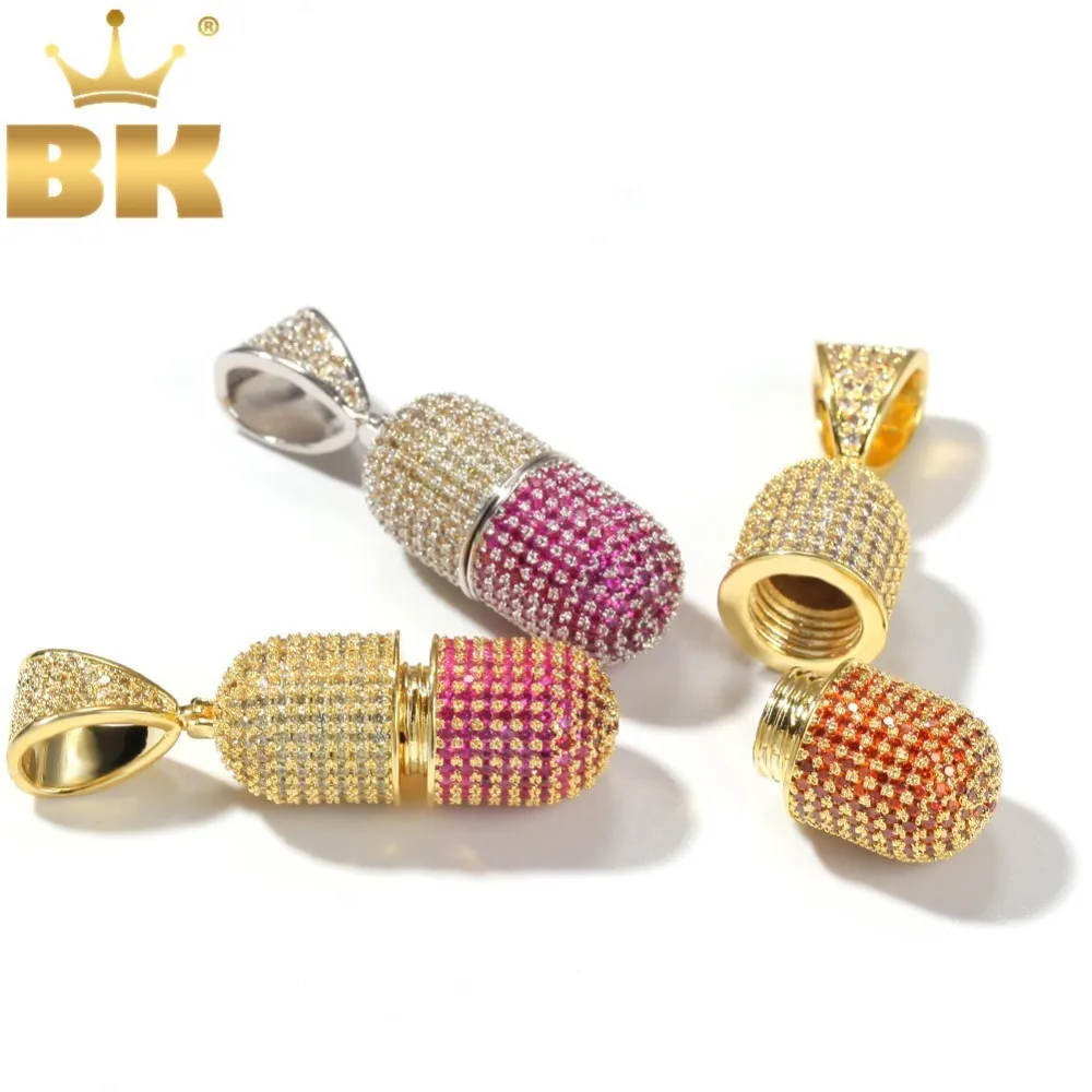 

THE BLING KING Fashion Openable Mix Colorful Bottle Shape Necklace Pendant Full Iced Cubic Zirconia Mens Hiphop Jewelry Gifts