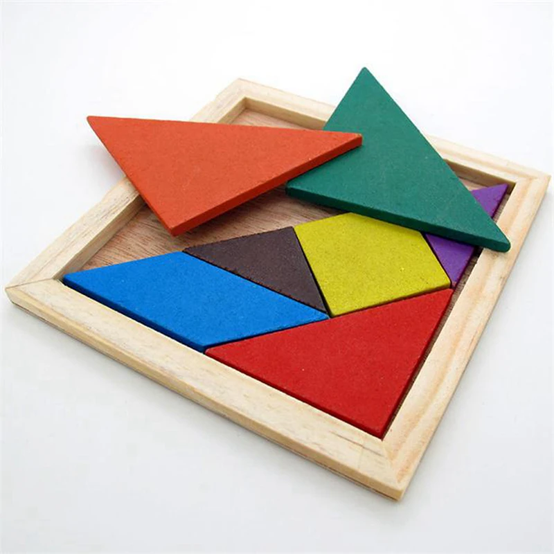 

Деревянная головоломка Tangram из 7 частей, красочная квадратная головоломка для детей