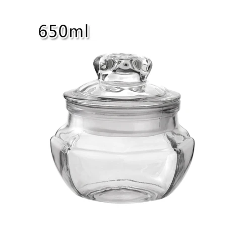 650ml Прозрачная стеклянная бутылка для хранения кухня kimchi замачивания банка контейнер для еды чай зерна мед герметичный Органайзер бак mx2271533 - Цвет: 650ml