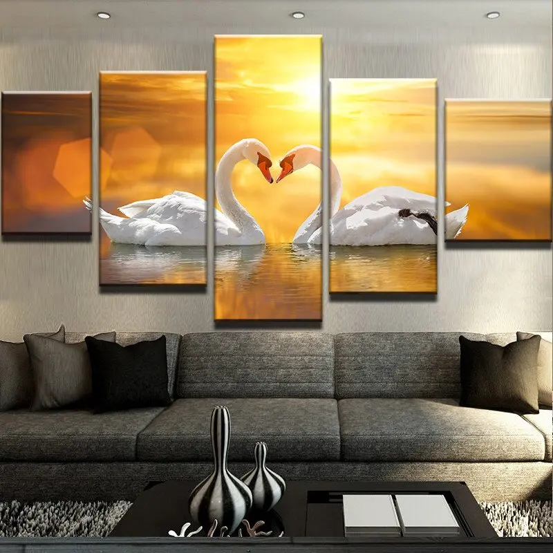 

Modern 5 Pieces HD Print Canvas Painting Art The Swans Picture For Paintings on Canvas Wall Art for Home Decorations Wall Decor