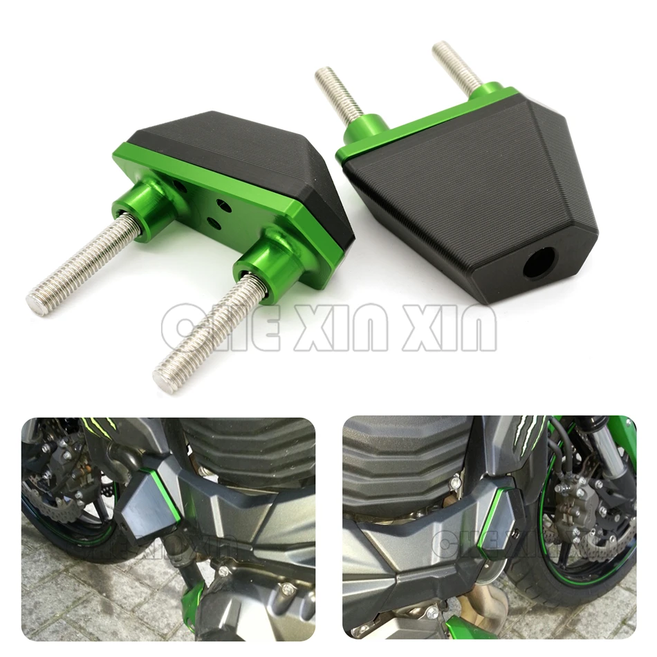 Новый для Kawasaki Z750 Z800 Z1000 Алюминий зеленый цвет Мотоцикл с ЧПУ рамки Ползунки