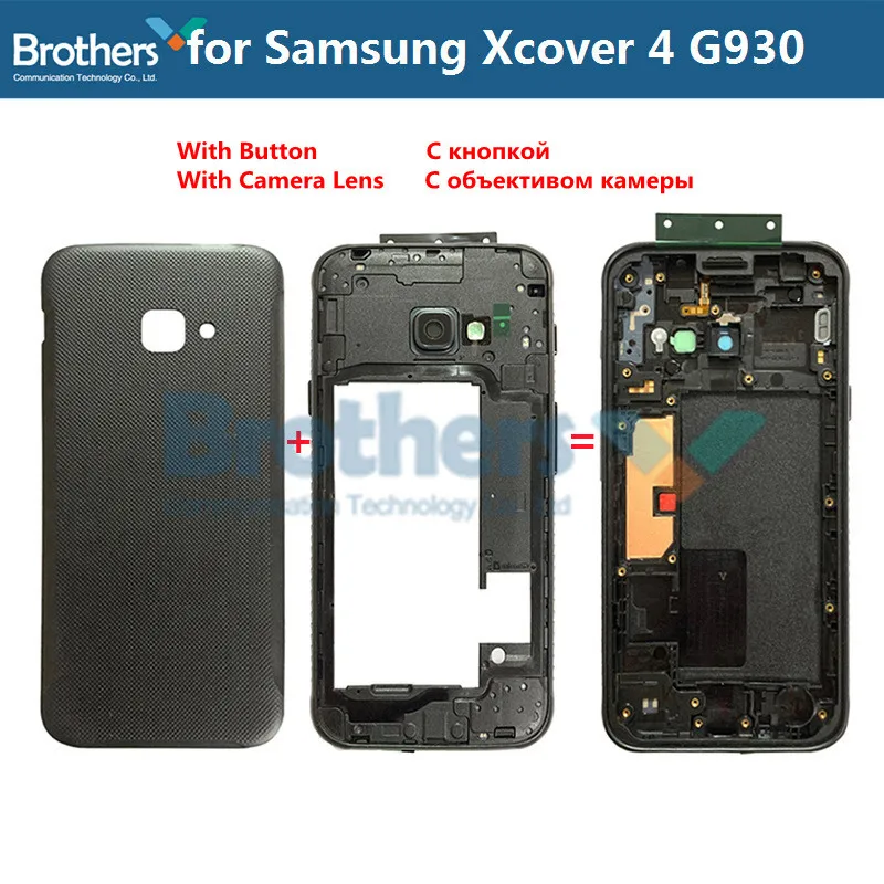 Frame and Back Cover Полный корпус для samsung Galaxy Xcover 4 G390 средняя рамка с кнопками для объектива камеры для samsung G930 задний Чехол - Цвет: Frame and Back Cover