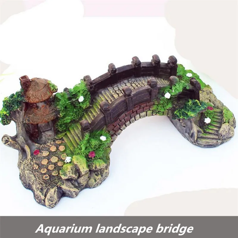 Искусственный растительный аквариум Flone декоративный Мостик из смолы для