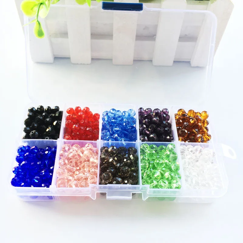 10 цветов Набор стеклянных хрустальных бусин набор 6 мм смешанный материал Diy