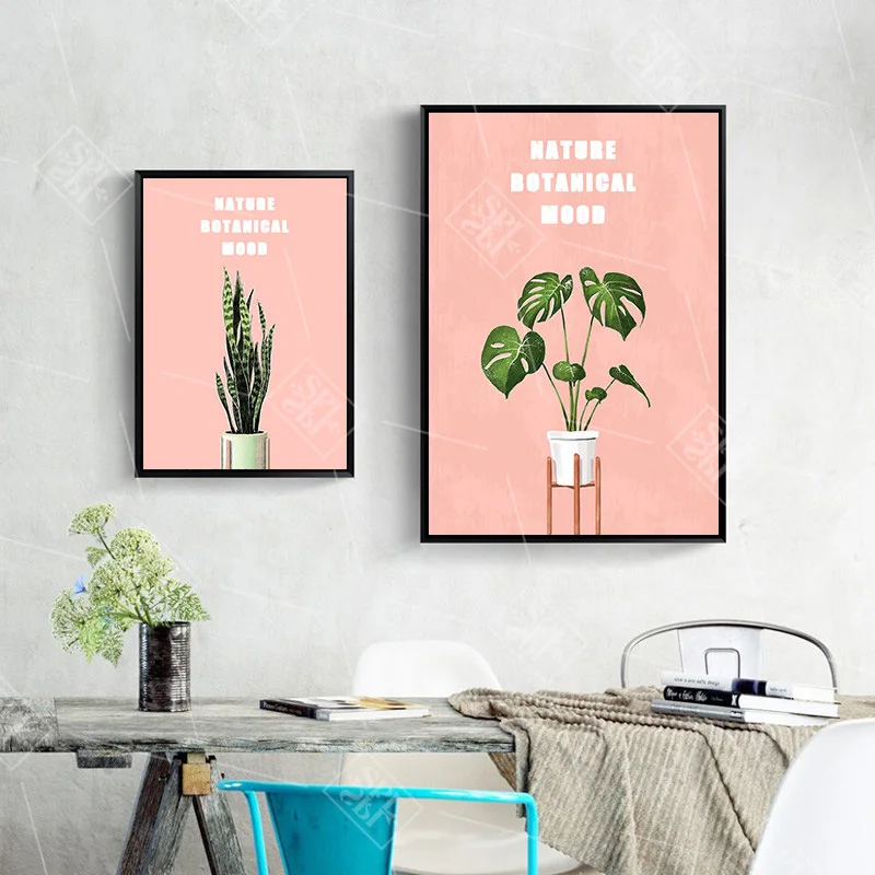 Зеленый Растительный алоэ скандинавский холст настенная живопись современный