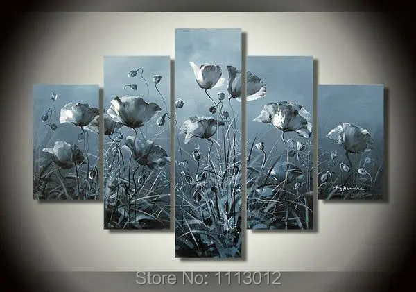 

100% HandPainted Abstract 5P Lily Flower Oil Painting On Canvas Home Wall Art Set Decoration Modern For Living Room Picture Sale