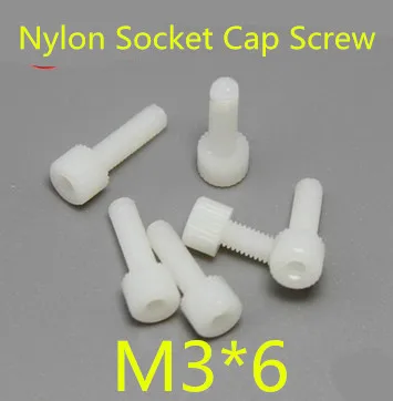

100pcs/lot M3*6 Nylon Plastic Heagon Socket Head Cap Screw