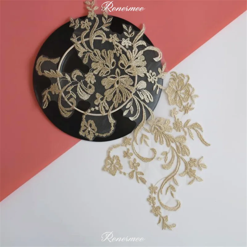 1 шт. нашивка цвета шампанского и золота Venise кружевной отделкой мягкая Свадебная